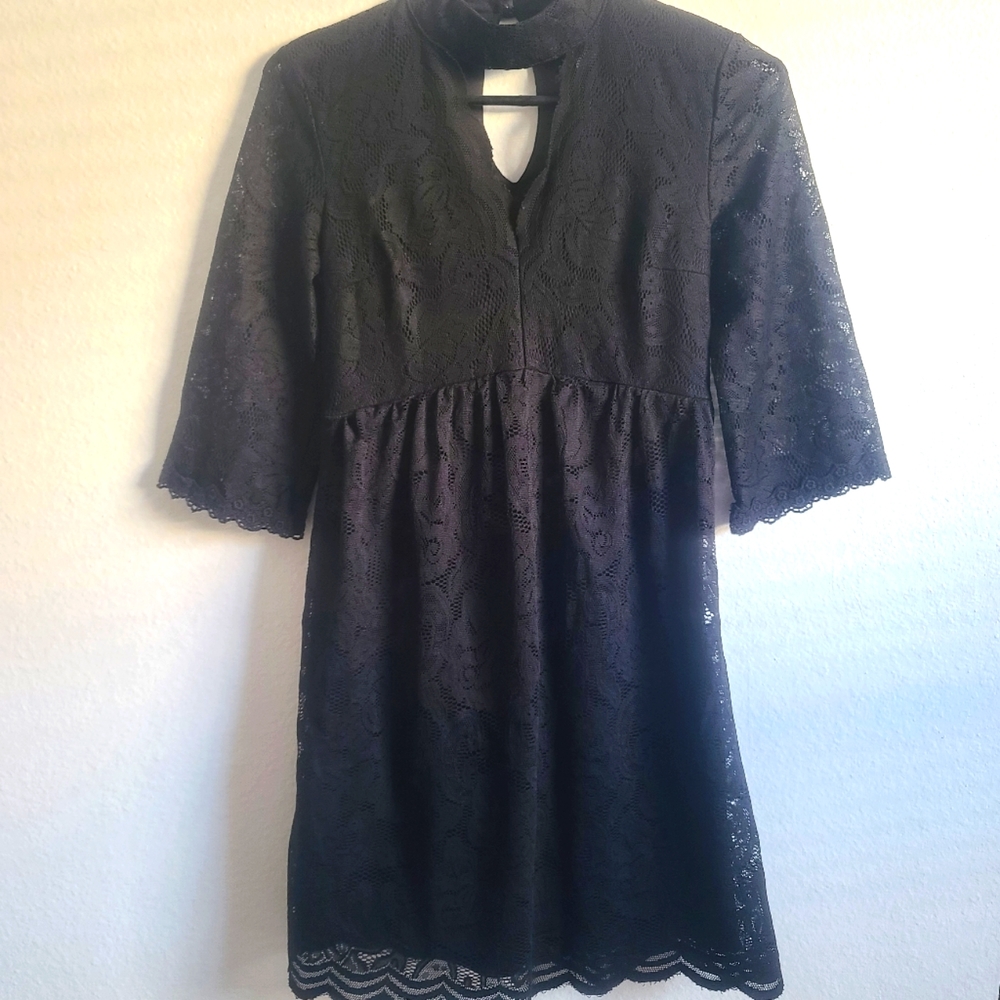Xhilaration Women's Black Lace Midi Dress